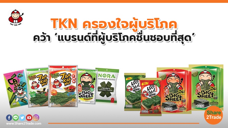 TKN ครองใจผู้บริโภค คว้า ‘แบรนด์ที่ผู้บริโภคชื่นชอบที่สุด’