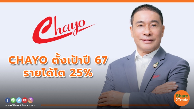 CHAYO ตั้งเป้าปี 67 รายได้โต 25%