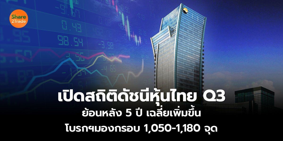 เปิดสถิติดัชนีหุ้นไทย Q3 ย้อนหลัง 5 ปี เฉลี่ยเพิ่มขึ้น โบรกฯมองกรอบ 1,050-1,180 จุด