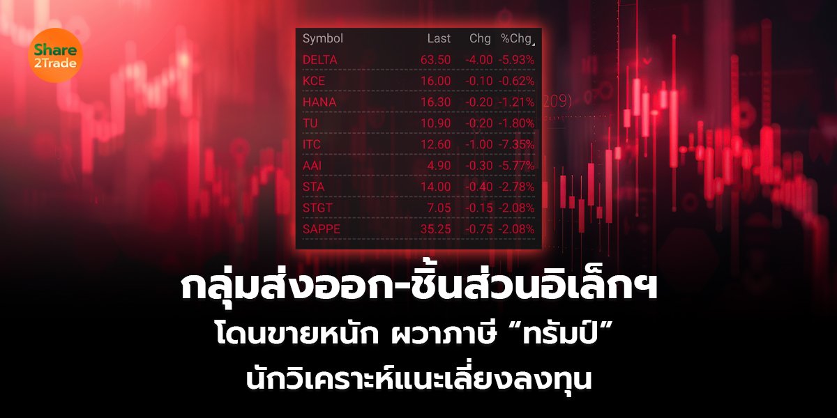 กลุ่มส่งออก-ชิ้นส่วนอิเล็กฯ โดนขายหนัก ผวาภาษี “ทรัมป์”  นักวิเคราะห์แนะเลี่ยงลงทุน