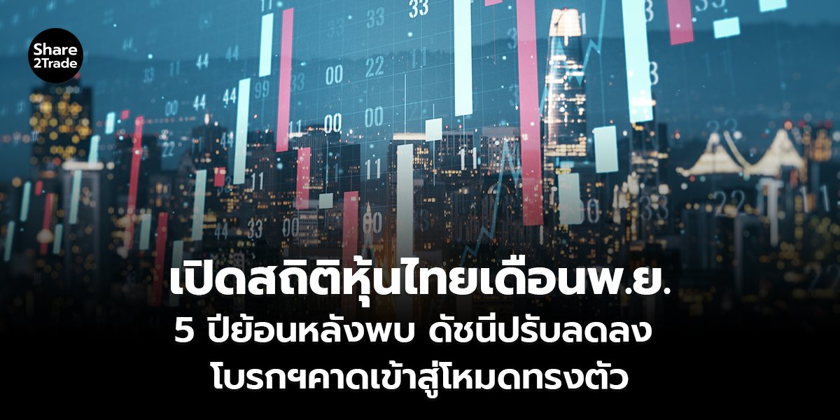 เปิดสถิติหุ้นไทยเดือนพ.ย. 5 ปีย้อนหลังพบ ดัชนีปรับลดลง โบรกฯคาดเข้าสู่โหมดทรงตัว