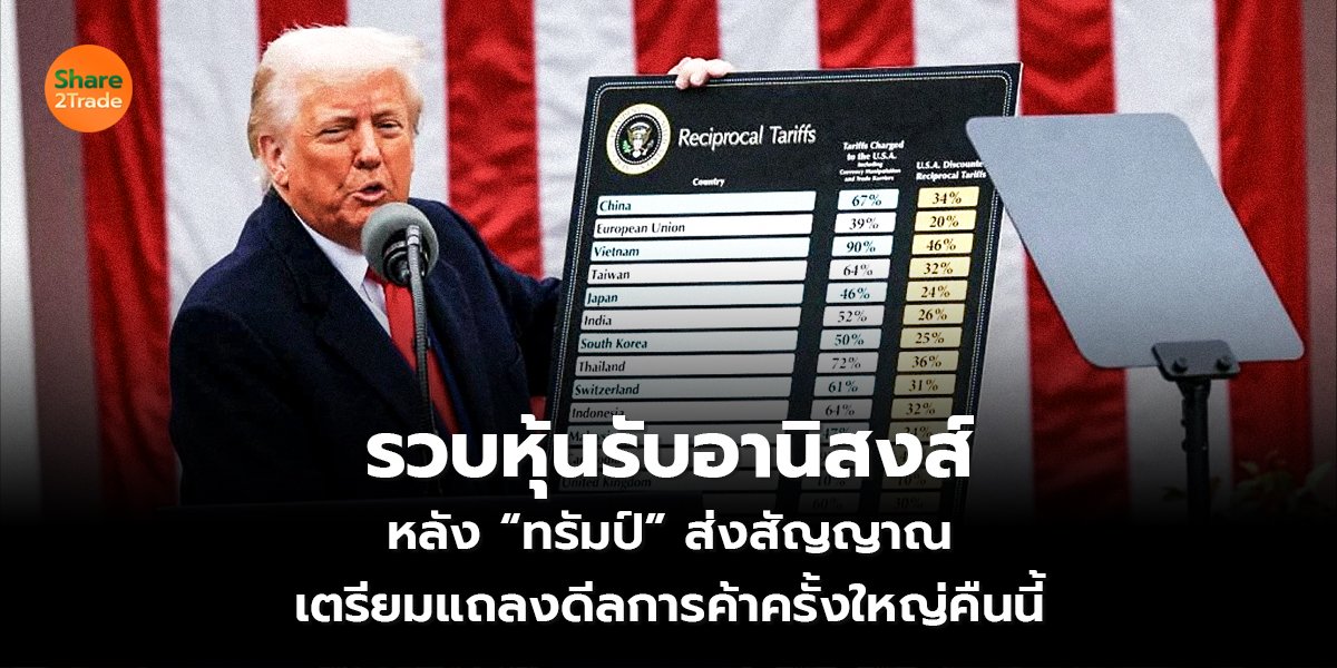 รวบหุ้นรับอานิสงส์ หลัง “ทรัมป์” ส่งสัญญาณ เตรียมแถลงดีลการค้าครั้งใหญ่คืนนี้