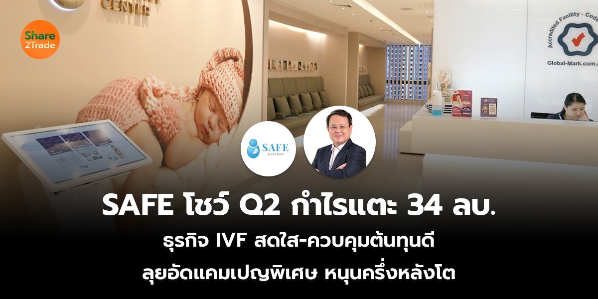 SAFE โชว์ Q2 กำไรแตะ 34 ลบ. ธุรกิจ IVF สดใส-ควบคุมต้นทุนดี ลุยอัดแคมเปญพิเศษ หนุนครึ่งหลังโต