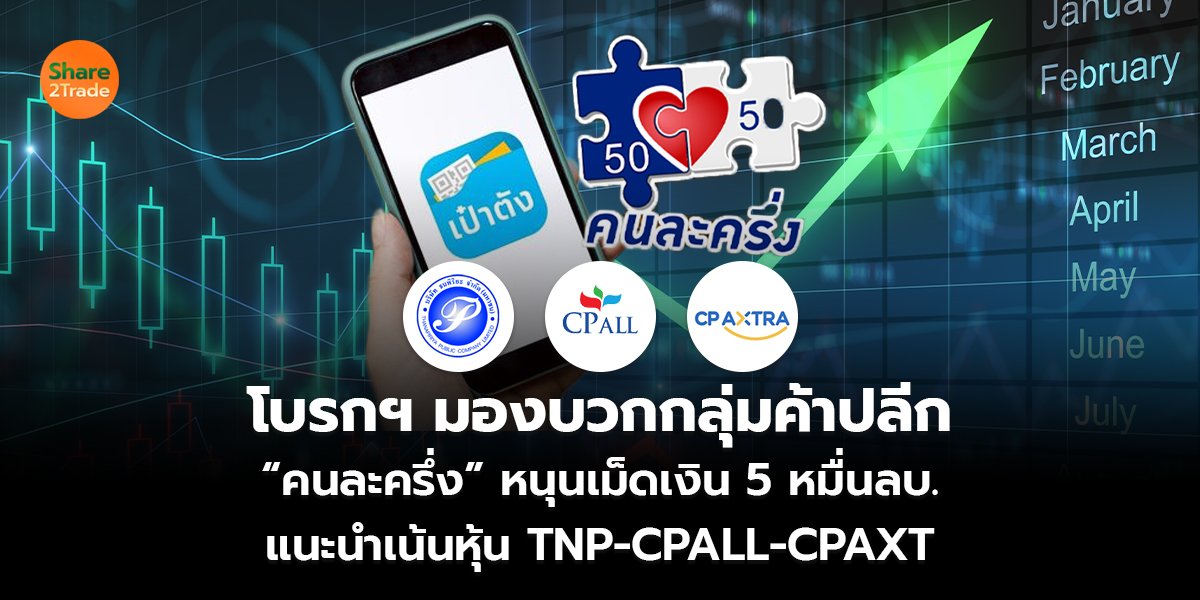 โบรกฯ มองบวกกลุ่มค้าปลีก “คนละครึ่ง” หนุนเม็ดเงิน 5 หมื่นลบ. แนะนำเน้นหุ้น TNP-CPALL-CPAXT