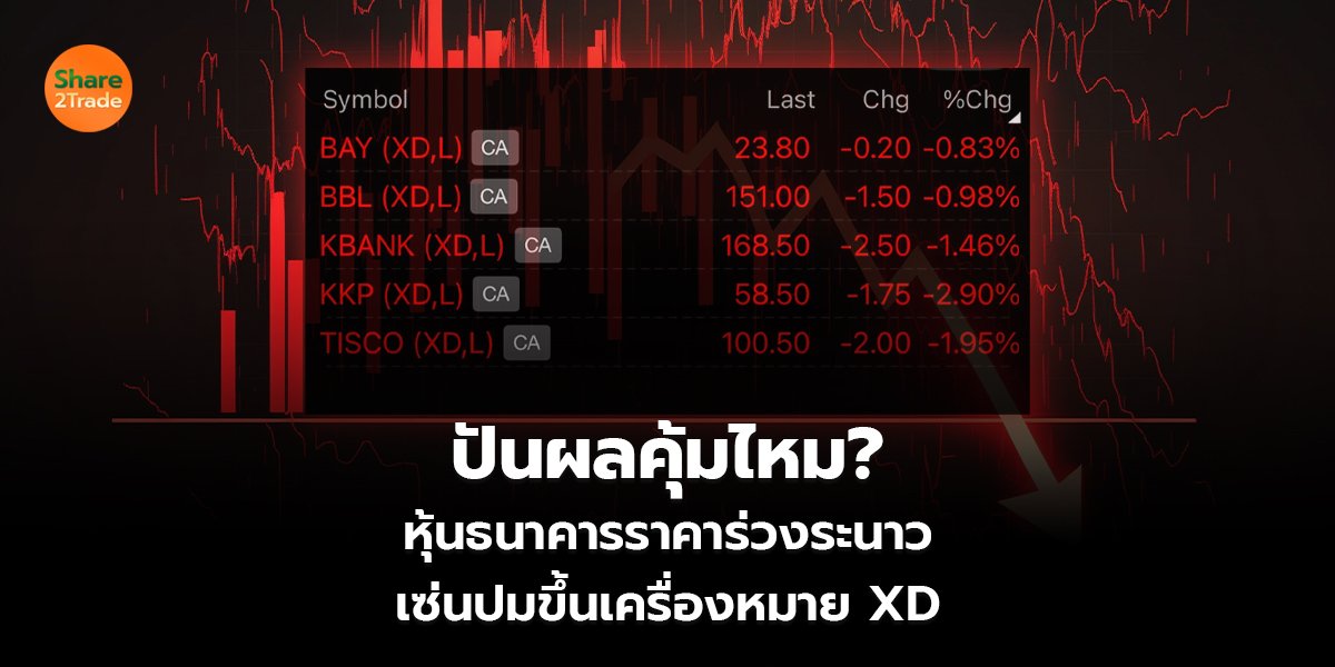 ปันผลคุ้มไหม? หุ้นธนาคารราคาร่วงระนาว เซ่นปมขึ้นเครื่องหมาย XD