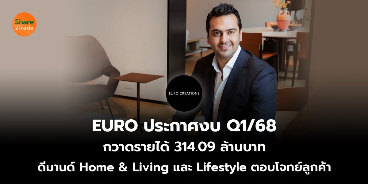 EURO ประกาศงบ Q1/68  กวาดรายได้ 314.09 ล้านบาท ดีมานด์ Home & Living และ Lifestyle ตอบโจทย์ลูกค้า