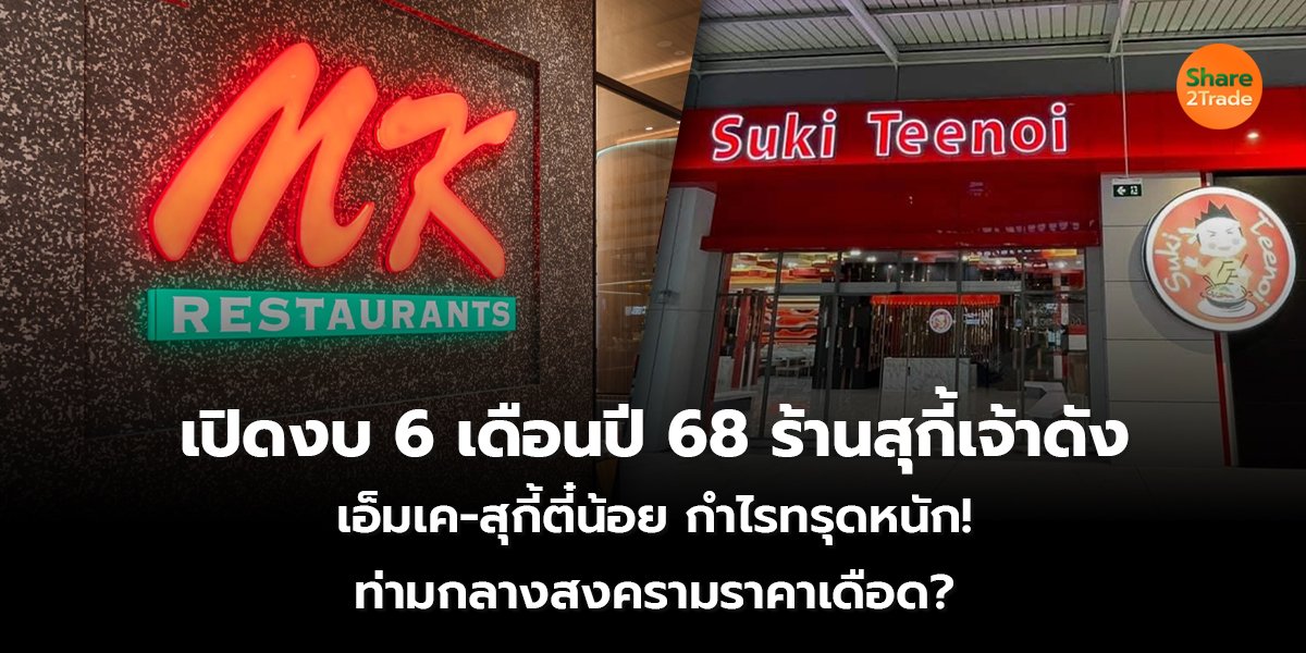 เปิดงบ 6 เดือนปี 68 ร้านสุกี้เจ้าดัง เอ็มเค-สุกี้ตี๋น้อย กำไรทรุดหนัก! ท่ามกลางสงครามราคาเดือด?