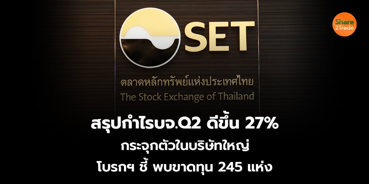 สรุปกำไรบจ.Q2 ดีขึ้น 27% กระจุกตัวในบริษัทใหญ่ โบรกฯ ชี้ พบขาดทุน 245 แห่ง