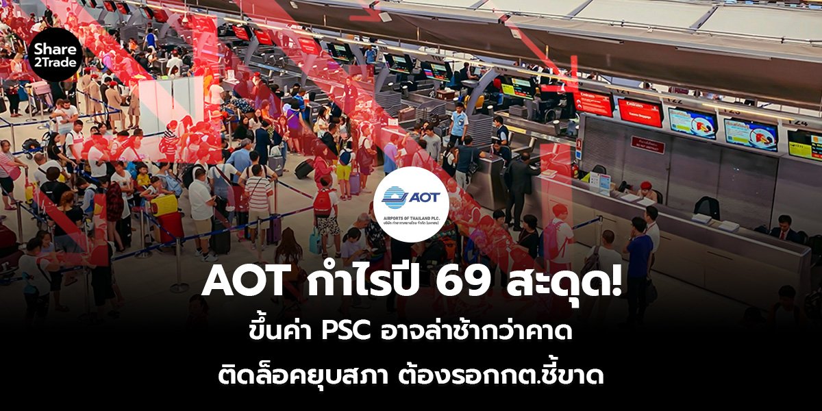AOT กำไรปี 69 สะดุด! ขึ้นค่า PSC อาจล่าช้ากว่าคาด ติดล็อคยุบสภา ต้องรอกกต.ชี้ขาด