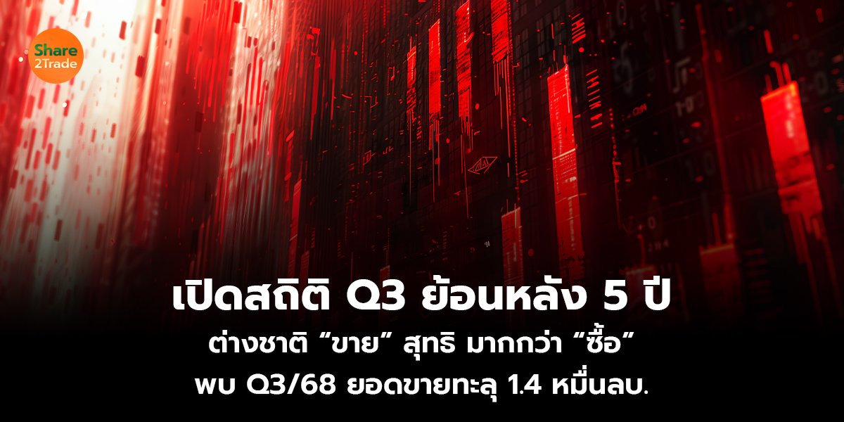 เปิดสถิติ Q3 ย้อนหลัง 5 ปี ต่างชาติ “ขาย” สุทธิ มากกว่า “ซื้อ” พบ Q3/68 ยอดขายทะลุ 1.4 หมื่นลบ.