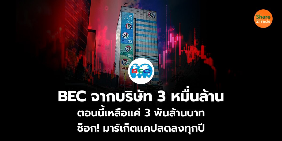 BEC จากบริษัท 3 หมื่นล้าน ตอนนี้เหลือแค่ 3 พันล้านบาท ช็อก! มาร์เก็ตแคปลดลงทุกปี
