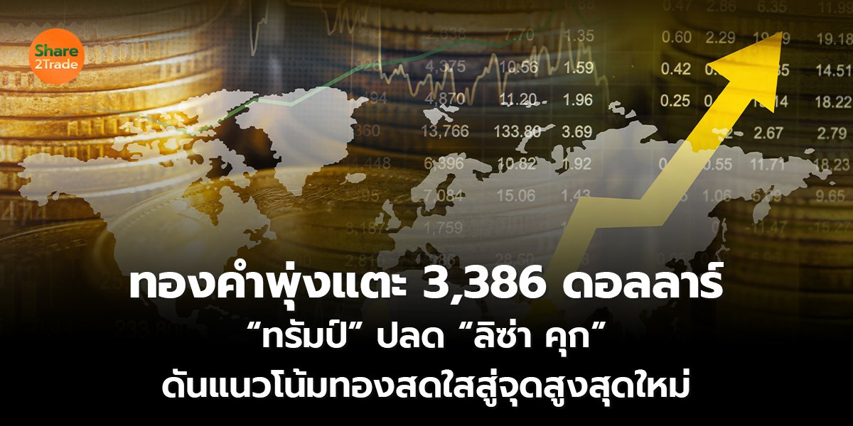 ทองคำพุ่งแตะ 3,386 ดอลลาร์  “ทรัมป์” ปลด “ลิซ่า คุก”  ดันแนวโน้มทองสดใสสู่จุดสูงสุดใหม่