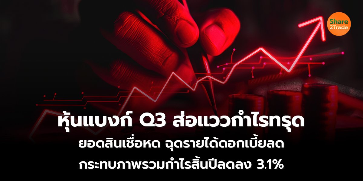 หุ้นแบงก์ Q3 ส่อแววกำไรทรุด ยอดสินเชื่อหด ฉุดรายได้ดอกเบี้ยลด กระทบภาพรวมกำไรสิ้นปีลดลง 3.1%