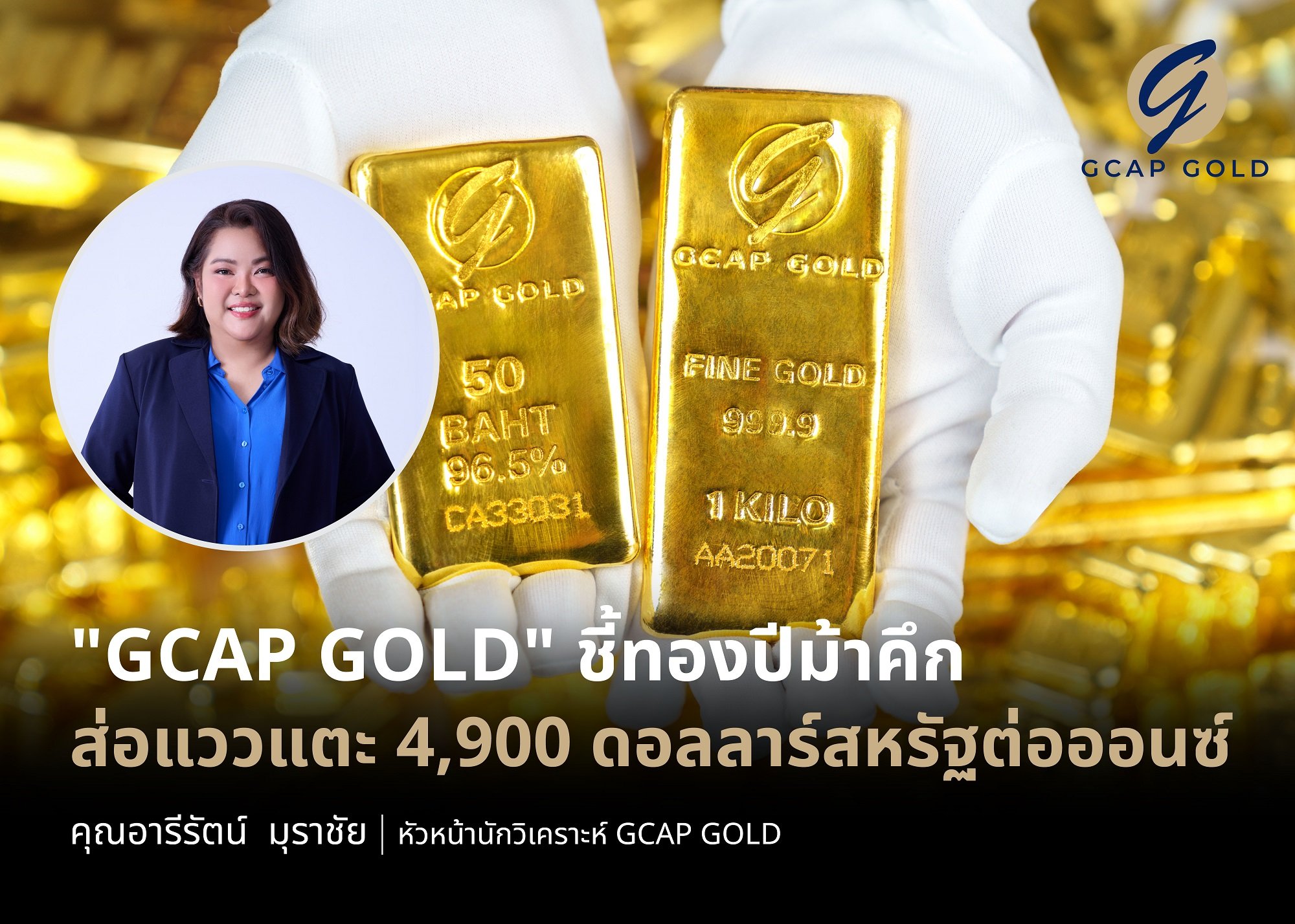 "GCAP GOLD" ชี้ทองปีม้าคึก ส่อแววแตะ 4,900 ดอลลาร์สหรัฐต่อออนซ์