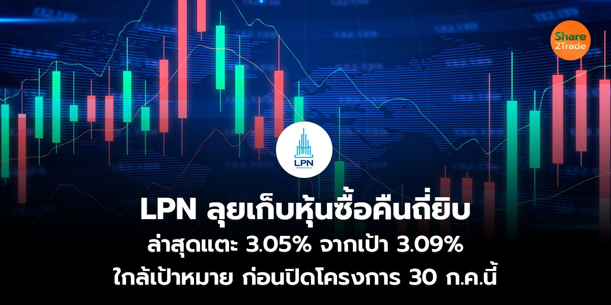 LPN ลุยเก็บหุ้นซื้อคืนถี่ยิบ ล่าสุดแตะ3.05% จากเป้า 3.09% ใกล้เป้าหมาย ก่อนปิดโครงการ 30 ก.ค.นี้