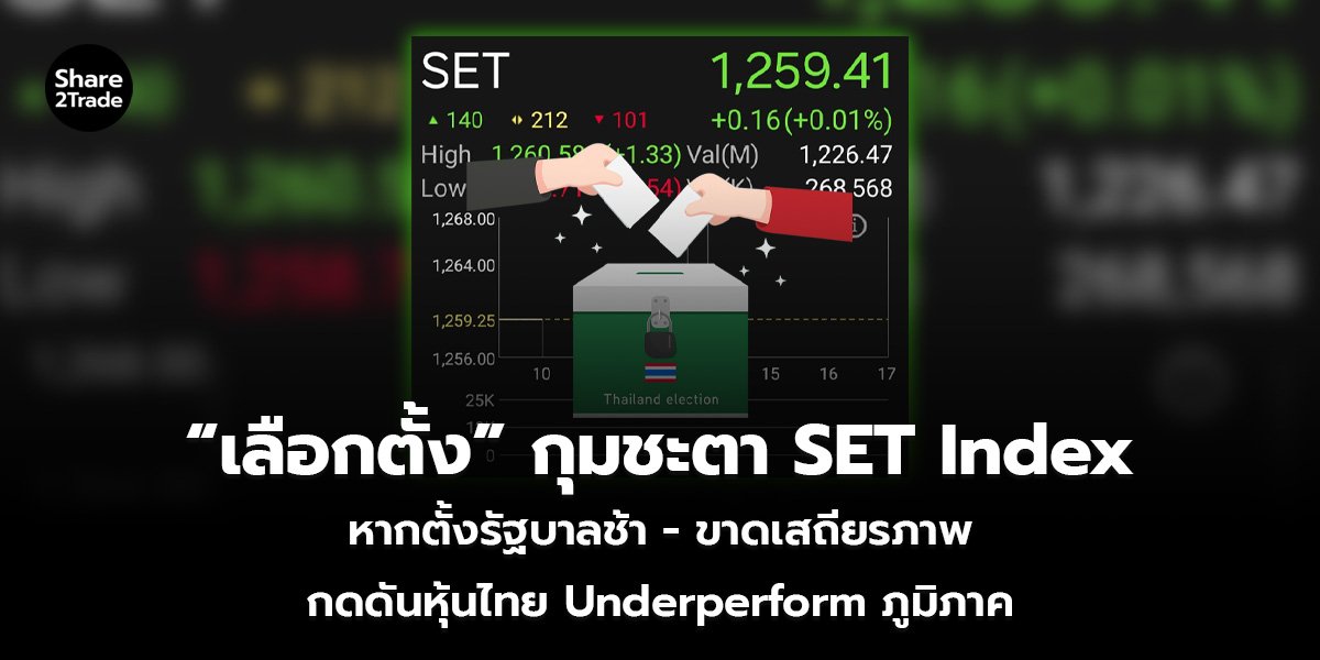 “เลือกตั้ง” กุมชะตา SET Index หากตั้งรัฐบาลช้า - ขาดเสถียรภาพ กดดันหุ้นไทย Underperform ภูมิภาค
