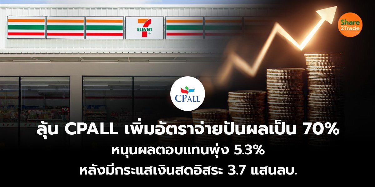 ลุ้น CPALL เพิ่มอัตราจ่ายปันผลเป็น 70% หนุนผลตอบแทนพุ่ง 5.3% หลังมีกระแสเงินสดอิสระ 3.7 แสนลบ.