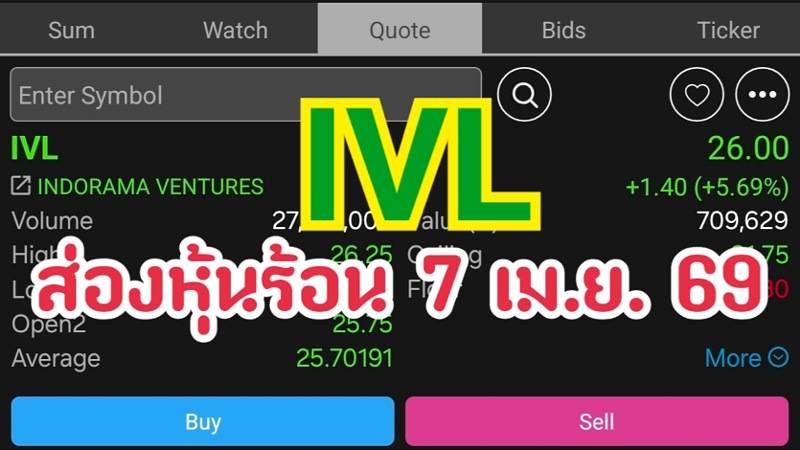 IVL ส่องหุ้นร้อน 7 เม.ย. 69