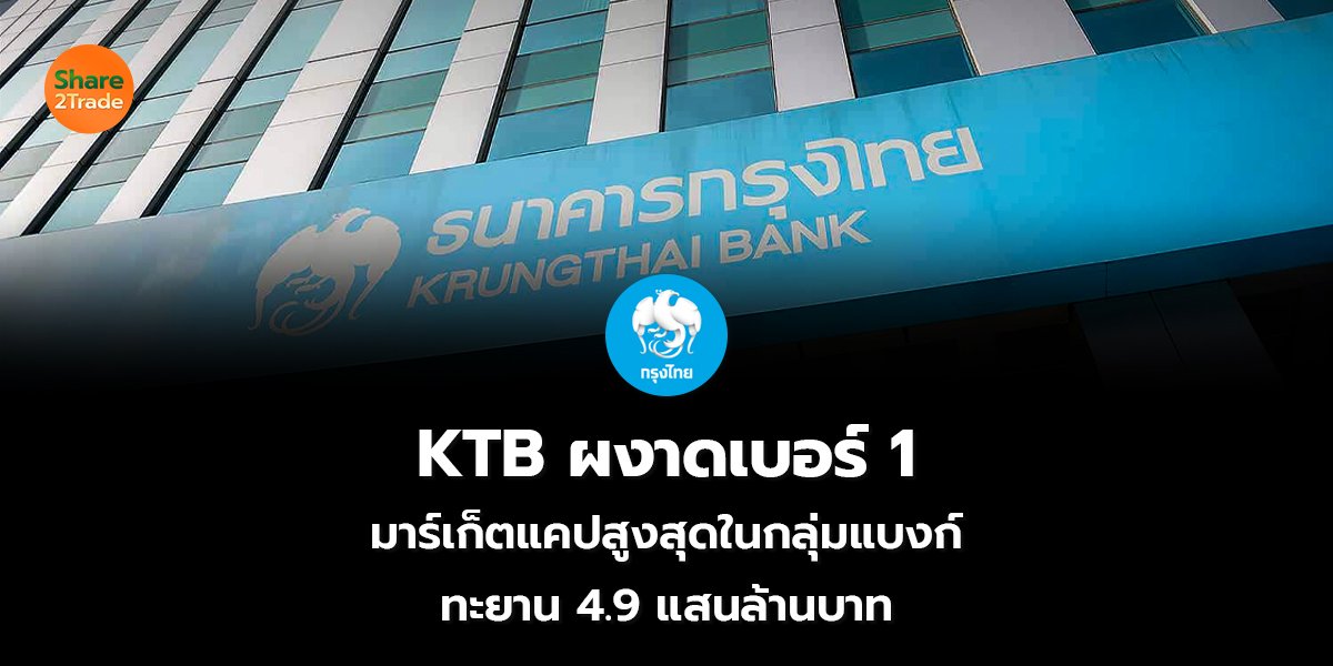 KTB ผงาดเบอร์ 1 มาร์เก็ตแคปสูงสุดในกลุ่มแบงก์ ทะยาน 4.9 แสนล้านบาท