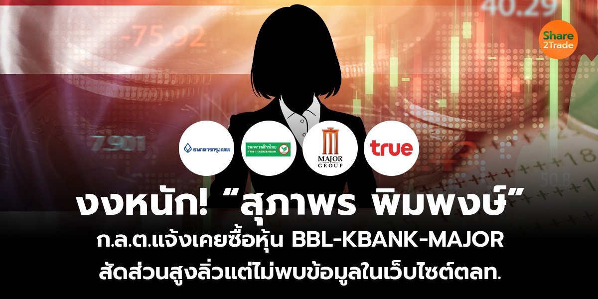 งงหนัก! “สุภาพร พิมพงษ์” ก.ล.ต.แจ้งเคยซื้อหุ้น BBL-KBANK- MAJOR สัดส่วนสูงลิ่ว แต่ไม่พบข้อมูลในเว็บไซต์ตลท.