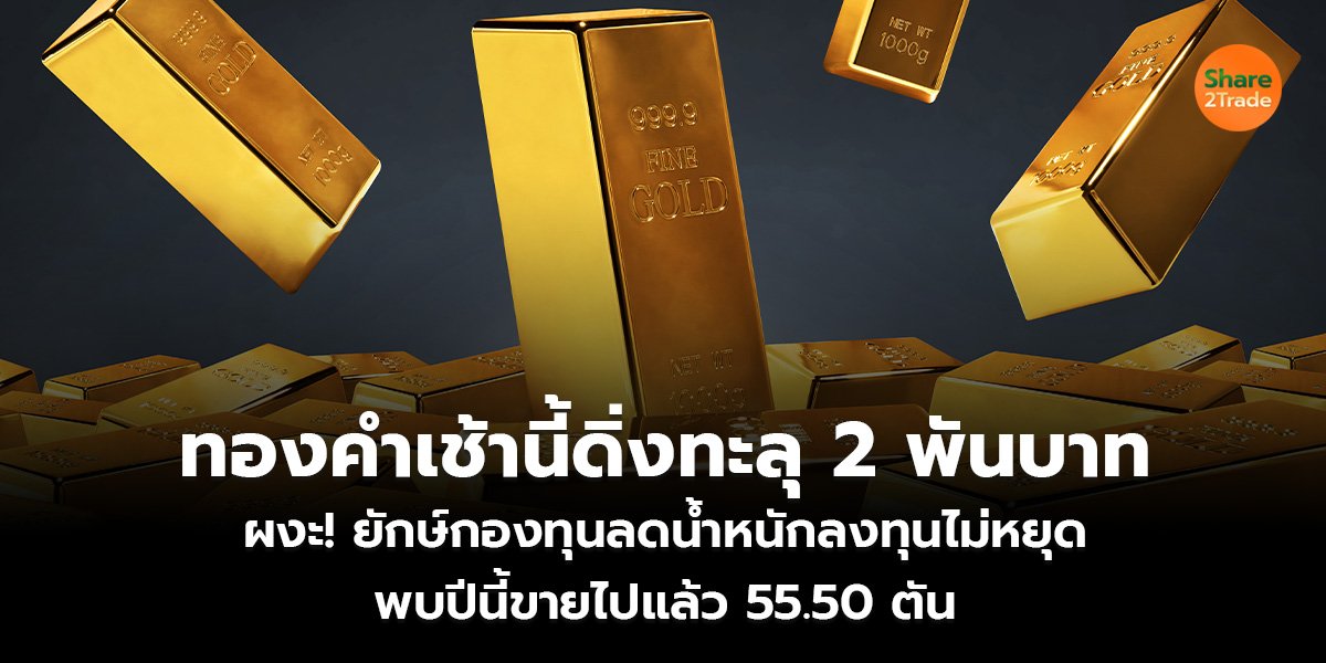 ทองคำเช้านี้ดิ่งทะลุ 2 พันบาท ผงะ! ยักษ์กองทุนลดน้ำหนักลงทุนไม่หยุด พบปีนี้ขายไปแล้ว 55.50 ตัน