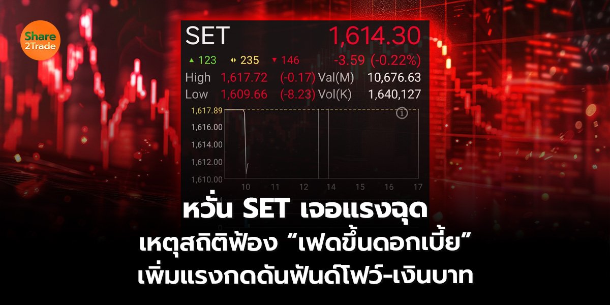 หวั่น SET เจอแรงฉุด เหตุสถิติฟ้อง “เฟดขึ้นดอกเบี้ย” เพิ่มแรงกดดันฟันด์โฟว์-เงินบาท