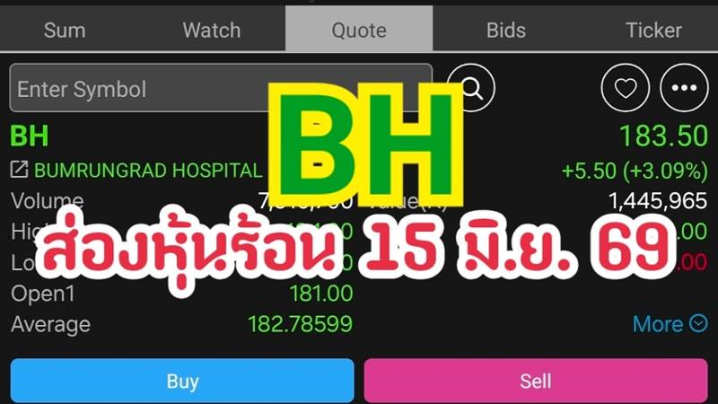 BH ส่องหุ้นร้อน 15 มิ.ย. 69