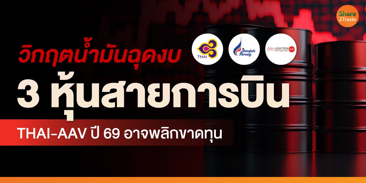 วิกฤตน้ำมันฉุดงบ 3 หุ้นสายการบิน THAI-AAV ปี 69 อาจพลิกขาดทุน