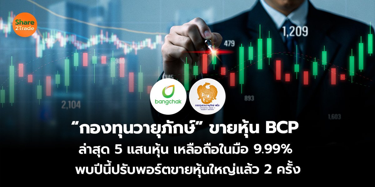 “กองทุนวายุภักษ์” ขายหุ้น BCP  ล่าสุด 5 แสนหุ้น เหลือถือในมือ 9.99% พบปีนี้ปรับพอร์ตขายหุ้นใหญ่แล้ว 2 ครั้ง