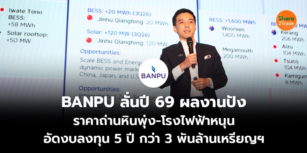 BANPU ลั่นปี 69 ผลงานปัง ราคาถ่านหินพุ่ง-โรงไฟฟ้าหนุน อัดงบลงทุน 5 ปี กว่า 3 พันล้านเหรียญฯ