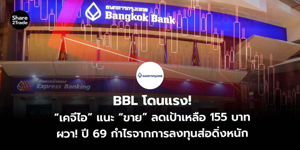 BBL โดนแรง!  “เคจีไอ” แนะ “ขาย” ลดเป้าเหลือ 155 บาท ผวา! ปี 69 กำไรจากการลงทุนส่อดิ่งหนัก