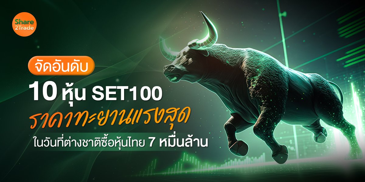 จัดอันดับ 10 หุ้น SET100 ราคาทะยานแรงสุด ในวันที่ต่างชาติซื้อหุ้นไทย 7 หมื่นล้าน