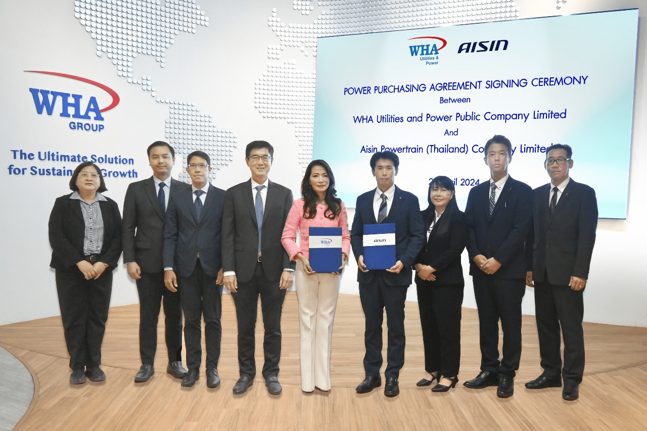 WHAUP และ AIPT ร่วมเซ็นสัญญาซื้อ–ขายไฟฟ้าจากพลังงานแสงอาทิตย์ (PPA) ในโครงการ Aisin Powertrain เฟส 2