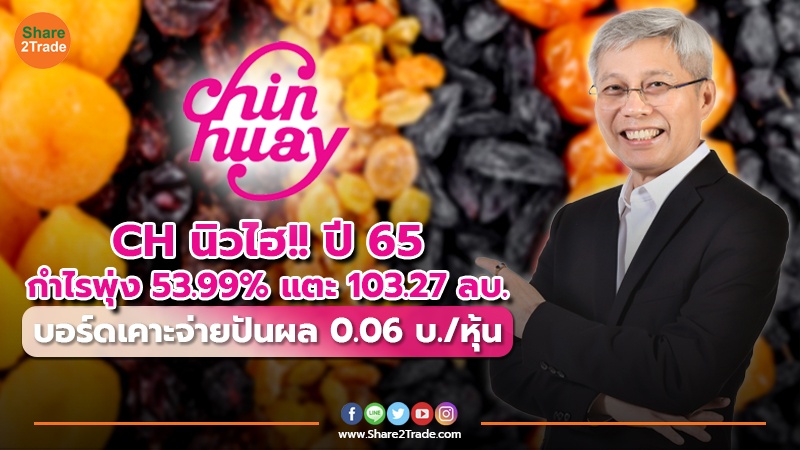 CH นิวไฮ!! ปี 65 กำไรพุ่ง 53.99% แตะ 103.27 ลบ. บอร์ดเคาะจ่ายปันผล 0.06 บ./หุ้น