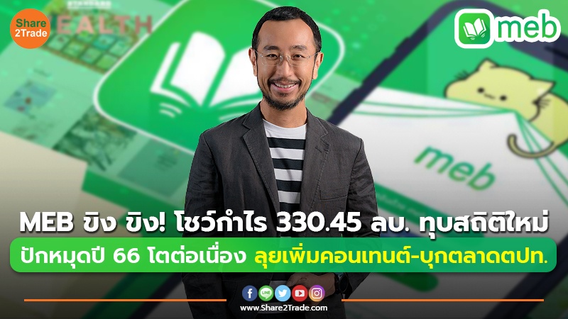 MEB ขิง ขิง! โชว์กำไร 330.45 ลบ. ทุบสถิติใหม่ ปักหมุดปี 66 โตต่อเนื่อง ลุยเพิ่มคอนเทนต์-บุกตลาดตปท.