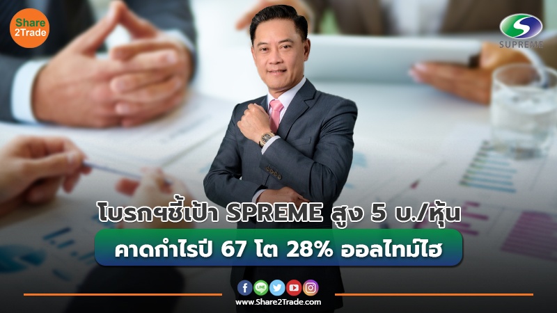 โบรกฯชี้เป้า SPREME สูง 5 บ./หุ้น คาดกำไรปี 67 โต 28% ออลไทม์ไฮ