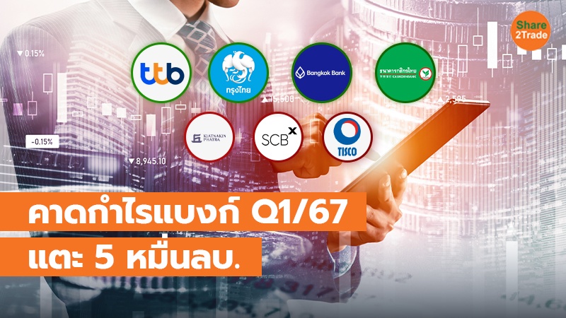 ประเมินกำไรแบงก์ Q1/67 เพิ่มขึ้นแค่ 2% จากปีก่อน