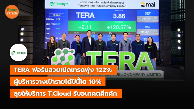 TERA ฟอร์มสวยเปิดเทรดพุ่ง 122% ผู้บริหารวางเป้ารายได้ปีนี้โต 10%  ลุยให้บริการ T.Cloud รับอนาคตคึกคัก
