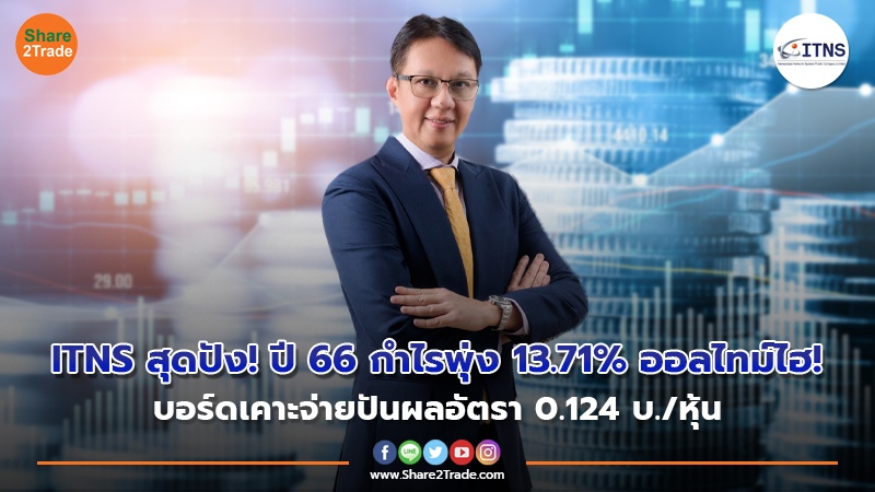 ITNS สุดปัง! ปี 66 กำไรพุ่ง 13.71% ออลไทม์ไฮ! บอร์ดเคาะจ่ายปันผลอัตรา 0.124 บ./หุ้น