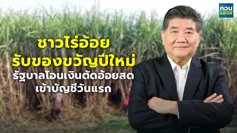 ชาวไร่อ้อยรับของขวัญปีใหม่ รัฐบาลโอนเงินตัดอ้อยสดเข้าบัญชีวันแรก