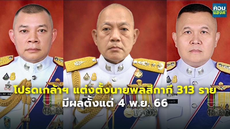 โปรดเกล้าฯ แต่งตั้งนายพลสีกากี 313 ราย มีผลตั้งแต่ 4 พ.ย. 66