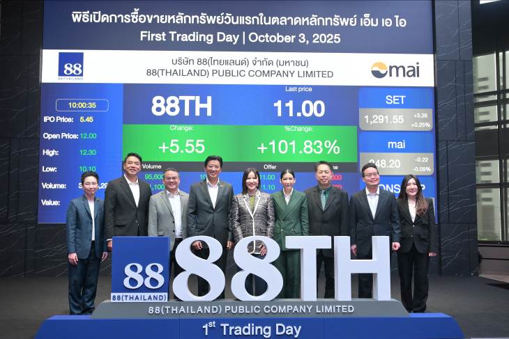 88TH เริ่มซื้อขายในตลาดหลักทรัพย์ เอ็ม เอ ไอ วันแรก   