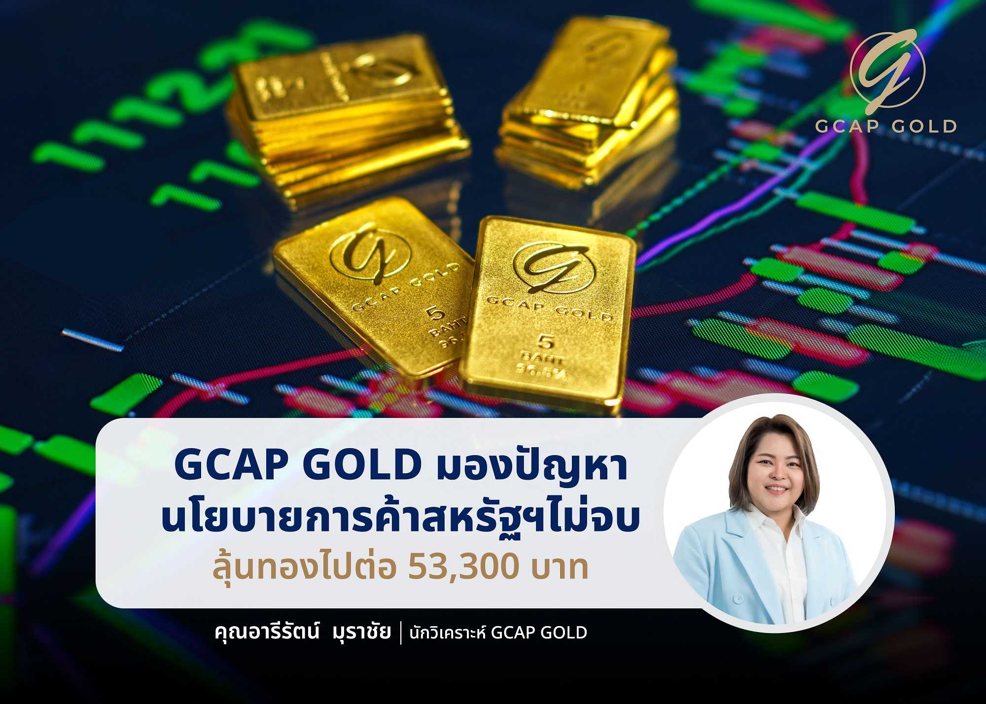 GCAP GOLD มองปัญหานโยบายการค้าสหรัฐฯ ไม่จบ ลุ้นทองไปต่อ 53,300 บาท