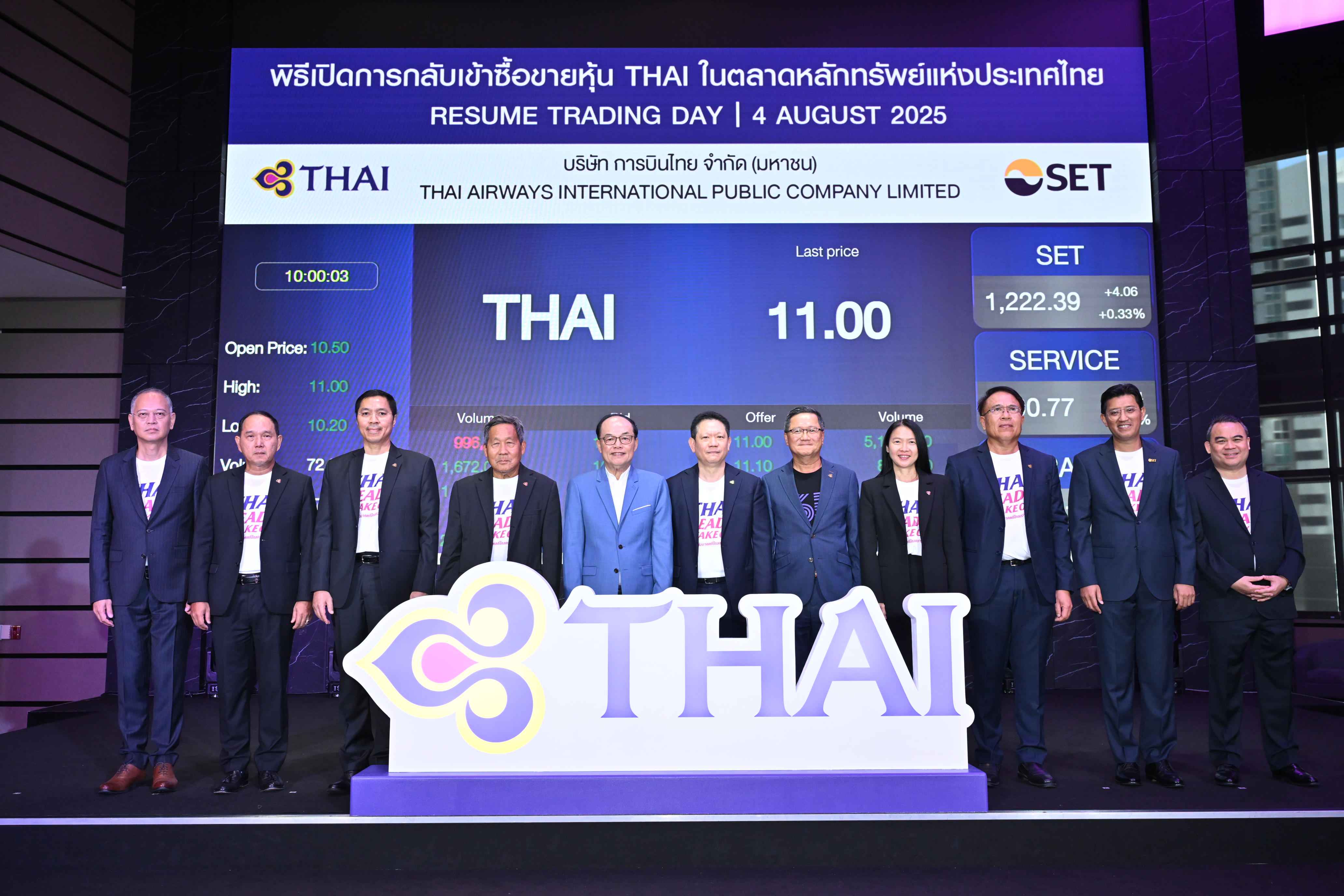 การบินไทย กลับเข้าซื้อขายในตลาดหลักทรัพย์ฯ วันแรก 4 สิงหา 68  พร้อมทะยานสู่ขอบฟ้าใหม่ในฐานะสายการบินที่คนไทยภาคภูมิใจ