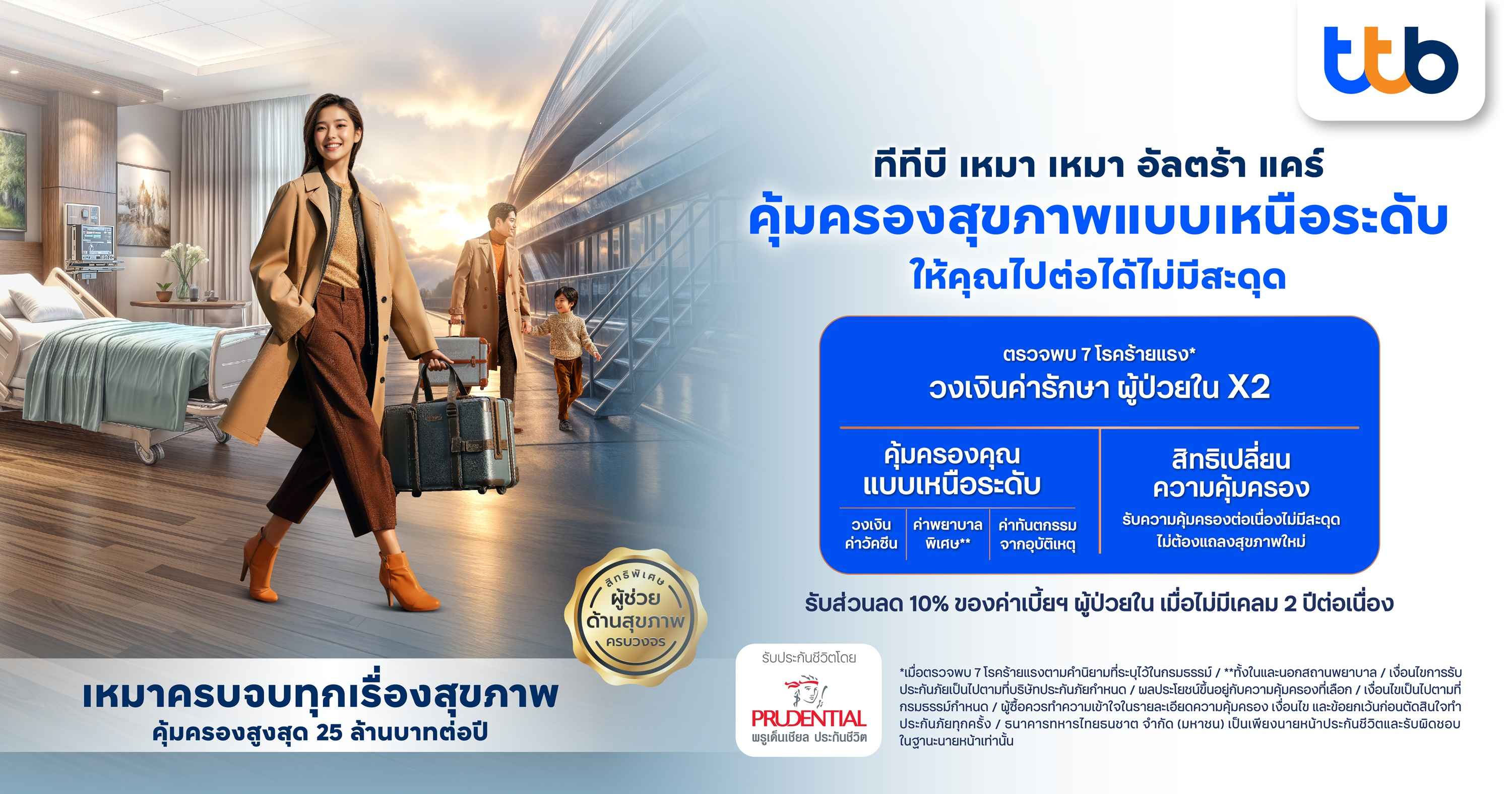 ทีทีบี จับมือ พรูเด็นเชียล ประเทศไทย เปิดตัวแผนประกันชีวิตและสุขภาพใหม่  “ทีทีบี เหมา เหมา อัลตร้า แคร์” คุ้มครองสุขภาพแบบเหนือระดับ