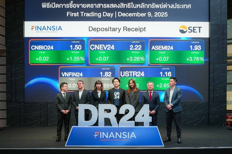 5 DR อ้างอิงกองทุน ETF ฮ่องกง-เวียดนาม ออกโดย บล. ฟินันเซีย ไซรัส เริ่มซื้อขายในตลาดหลักทรัพย์ฯ วันแรก
