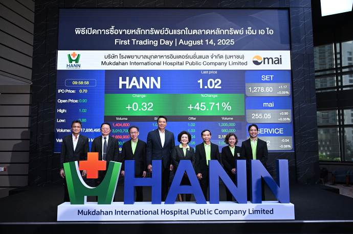 HANN เริ่มซื้อขายในตลาดหลักทรัพย์ เอ็ม เอ ไอ วันแรก   