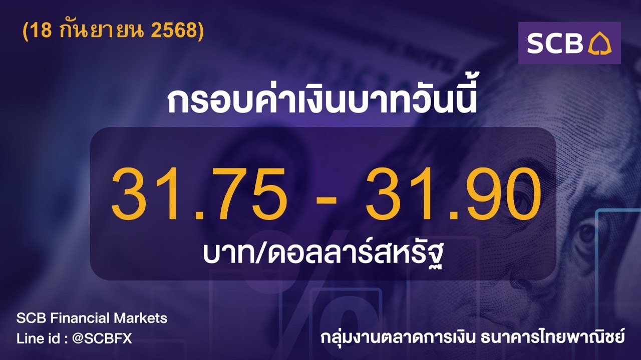 ค่าเงินบาทวันนี้ 18 ก.ย. 2568