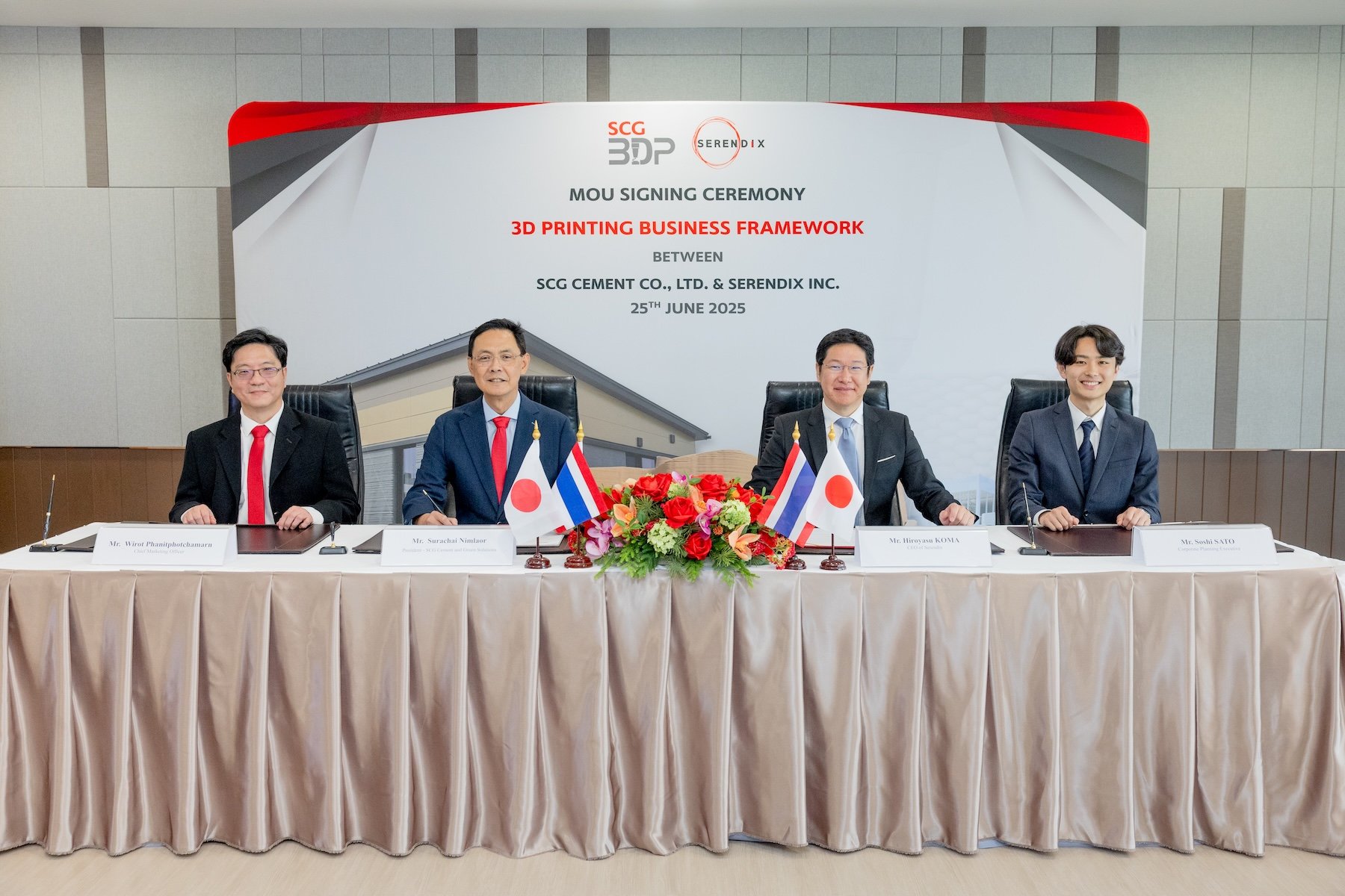 SCG ผนึก Serendix รุกตลาดก่อสร้างญี่ปุ่น  ผลักดัน “SCG 3D Printing Mortar” เชิงพาณิชย์ ยกระดับงานก่อสร้างยุคใหม่สู่เวทีโลก