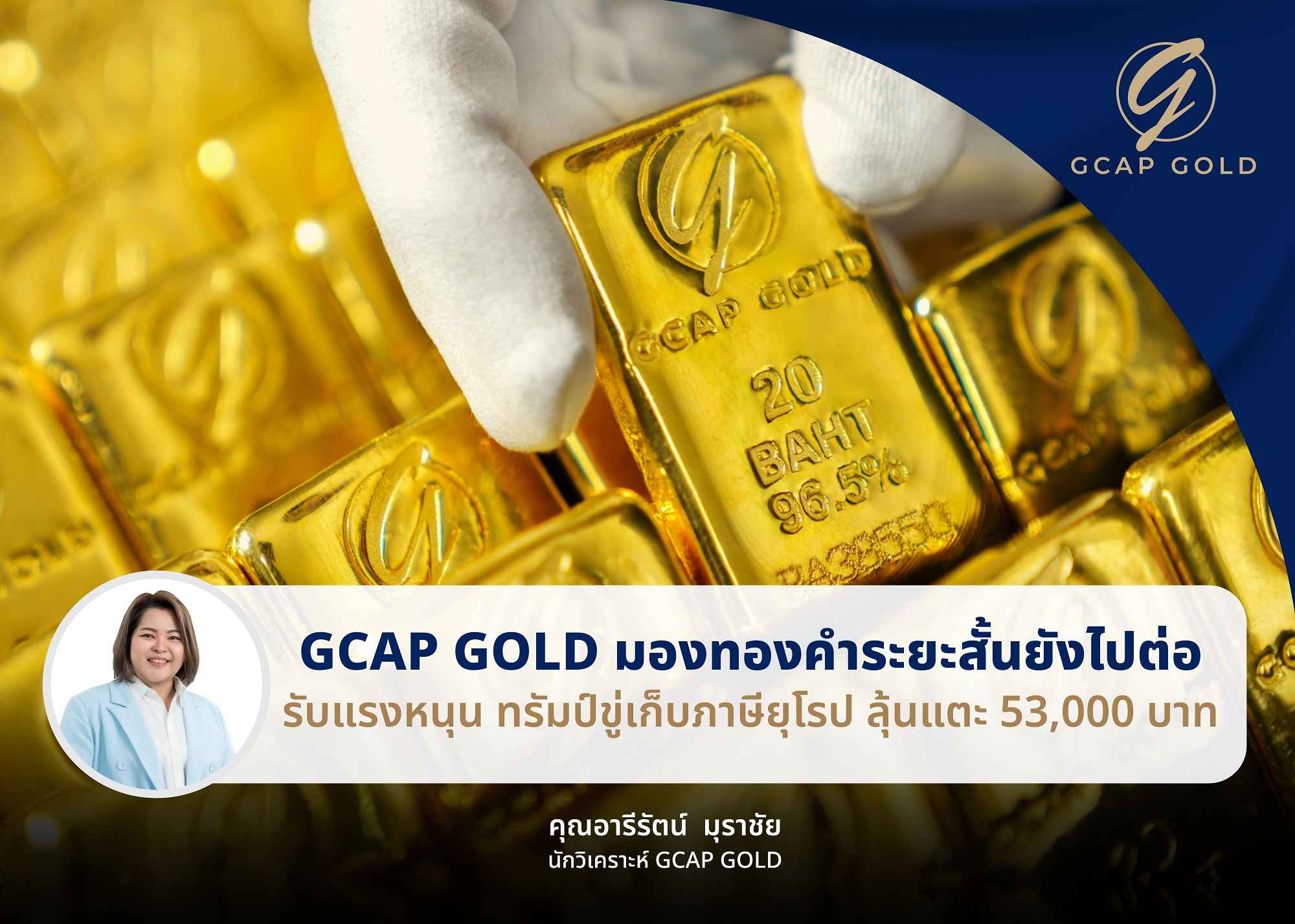 GCAP GOLD มองทองคำระยะสั้นยังไปต่อ รับแรงหนุน ทรัมป์ ขู่เก็บภาษียุโรป ลุ้นแตะ 53,000 บาท